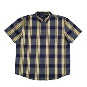 PrAna (Mens‎ Size XXL 2XL) Short Sleeve Button Front Shirt Black Yellow Plaid